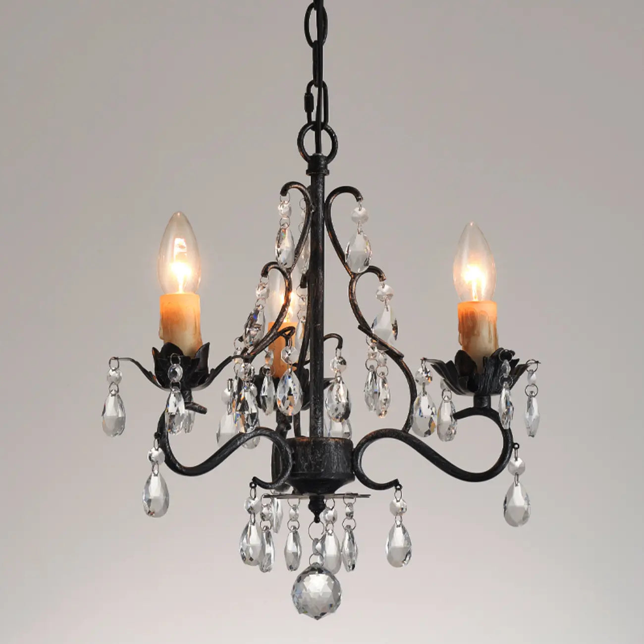 Lustre miniature vintage en cristal pour salle à manger