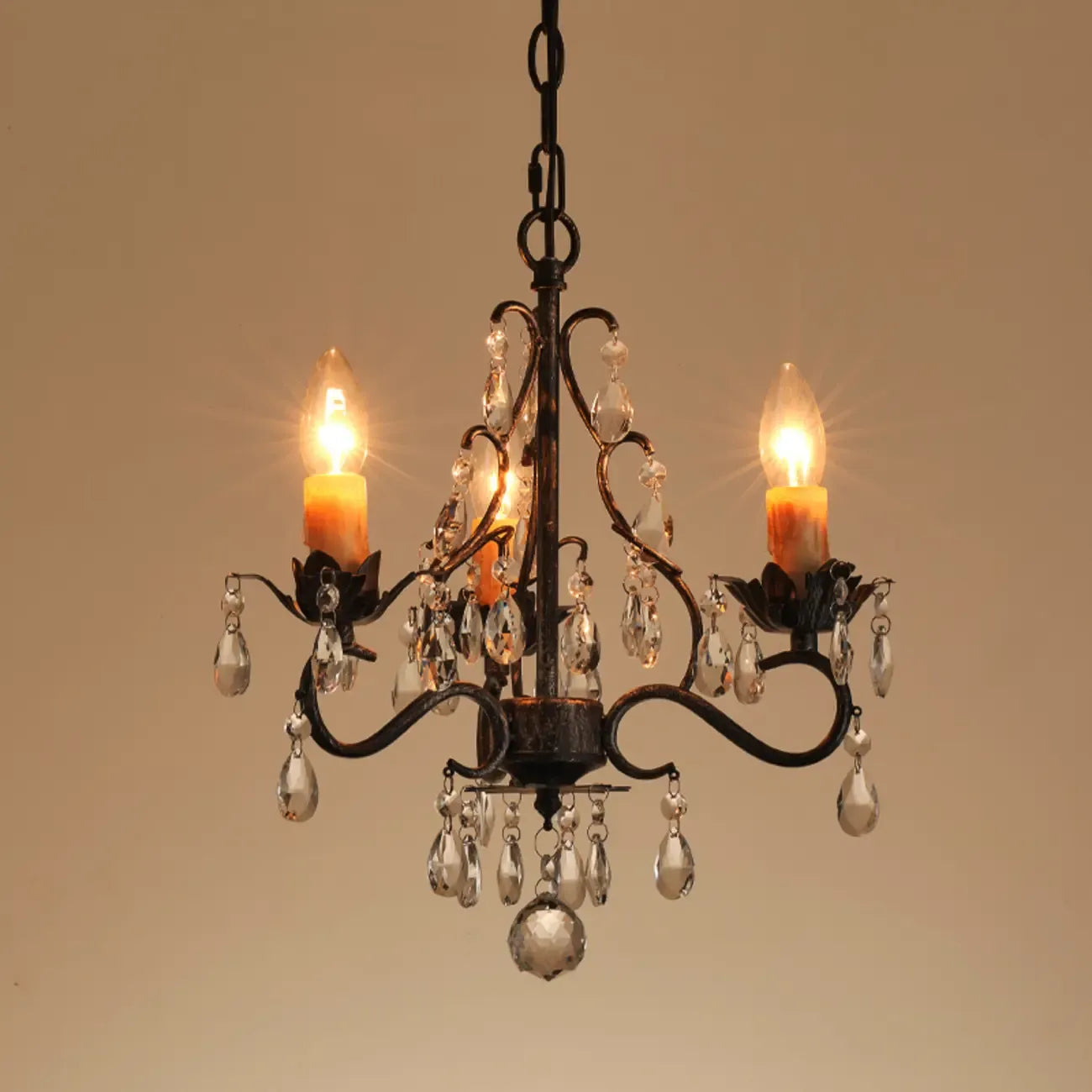 Lustre miniature vintage en cristal pour salle à manger