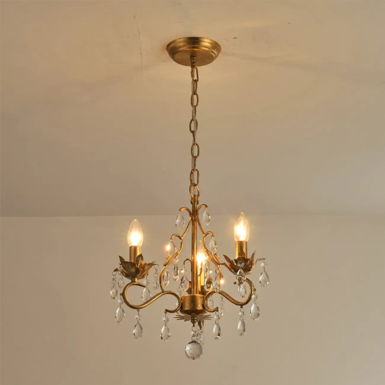 Lustre miniature vintage en cristal pour salle à manger