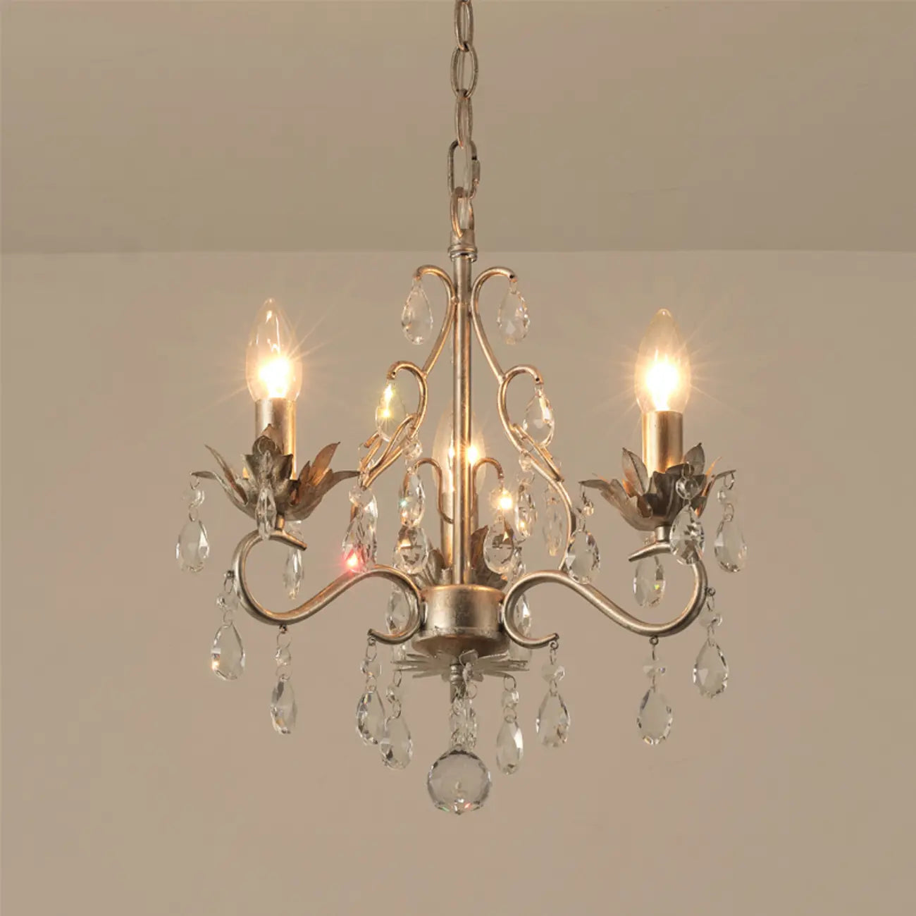 Lustre miniature vintage en cristal pour salle à manger