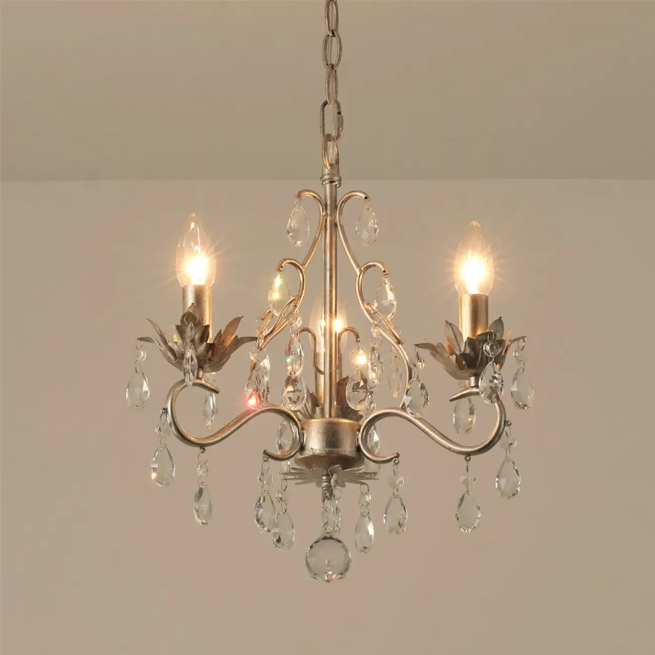 Lustre miniature vintage en cristal pour salle à manger