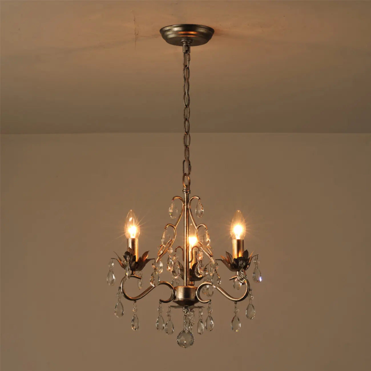 Lustre miniature vintage en cristal pour salle à manger