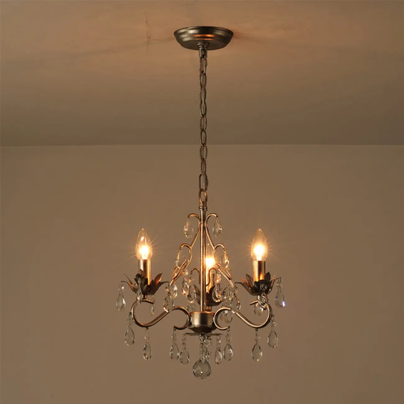 Lustre miniature vintage en cristal pour salle à manger