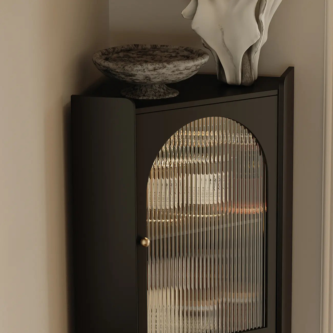 Meuble d'angle en bois noir pour salon, style Art déco