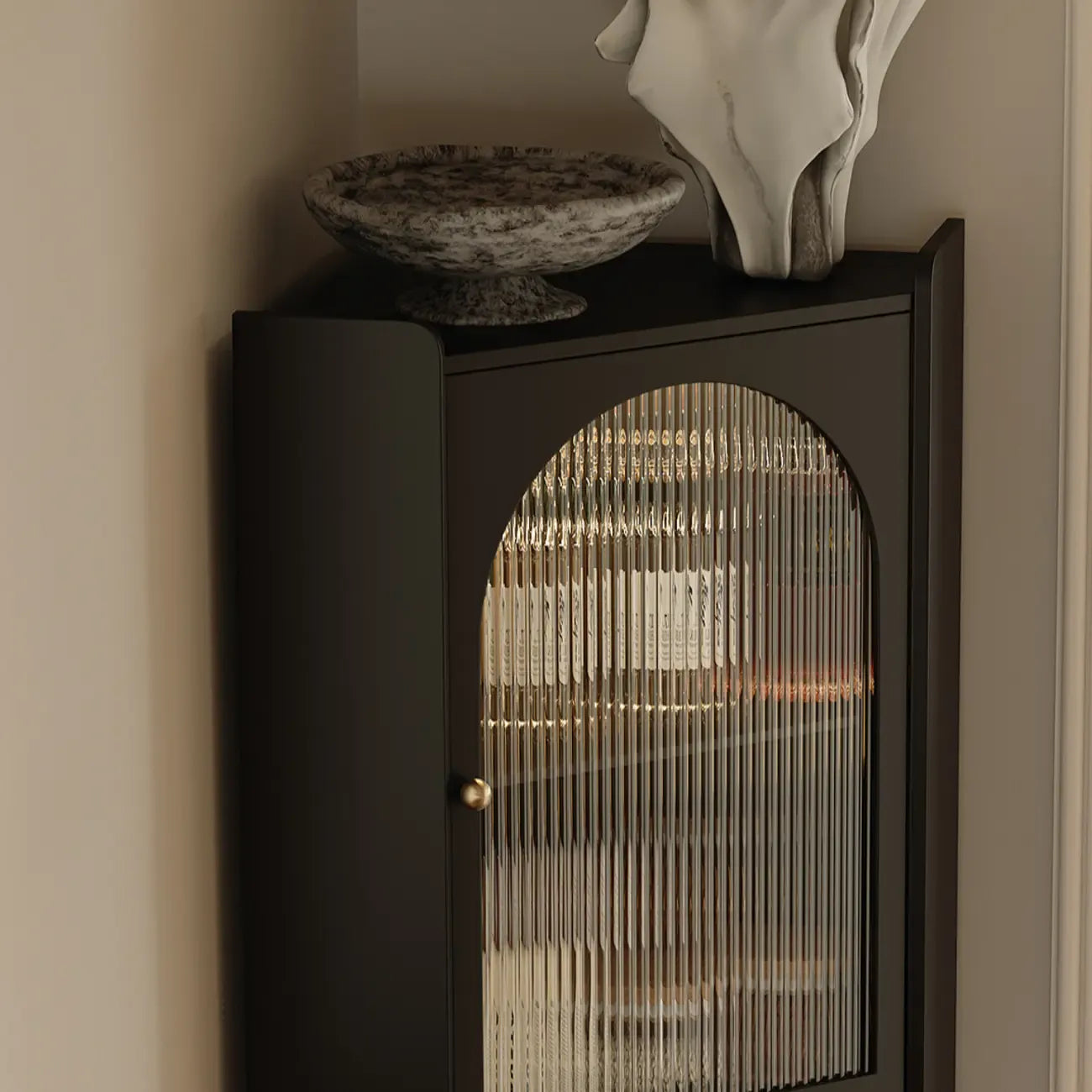 Meuble d'angle en bois noir pour salon, style Art déco