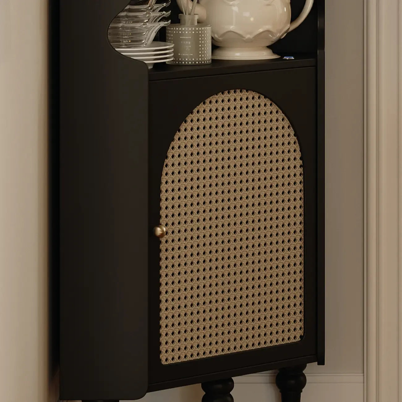 Meuble d'angle en bois noir pour salon, style Art déco