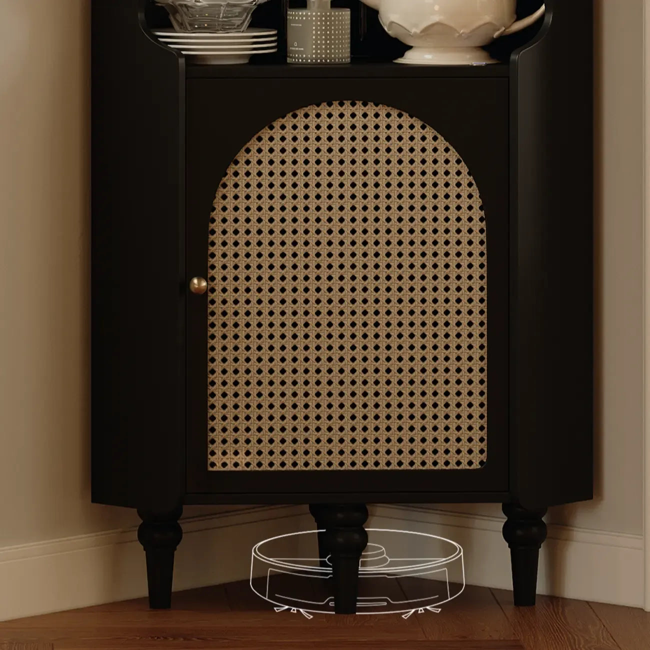 Meuble d'angle en bois noir pour salon, style Art déco