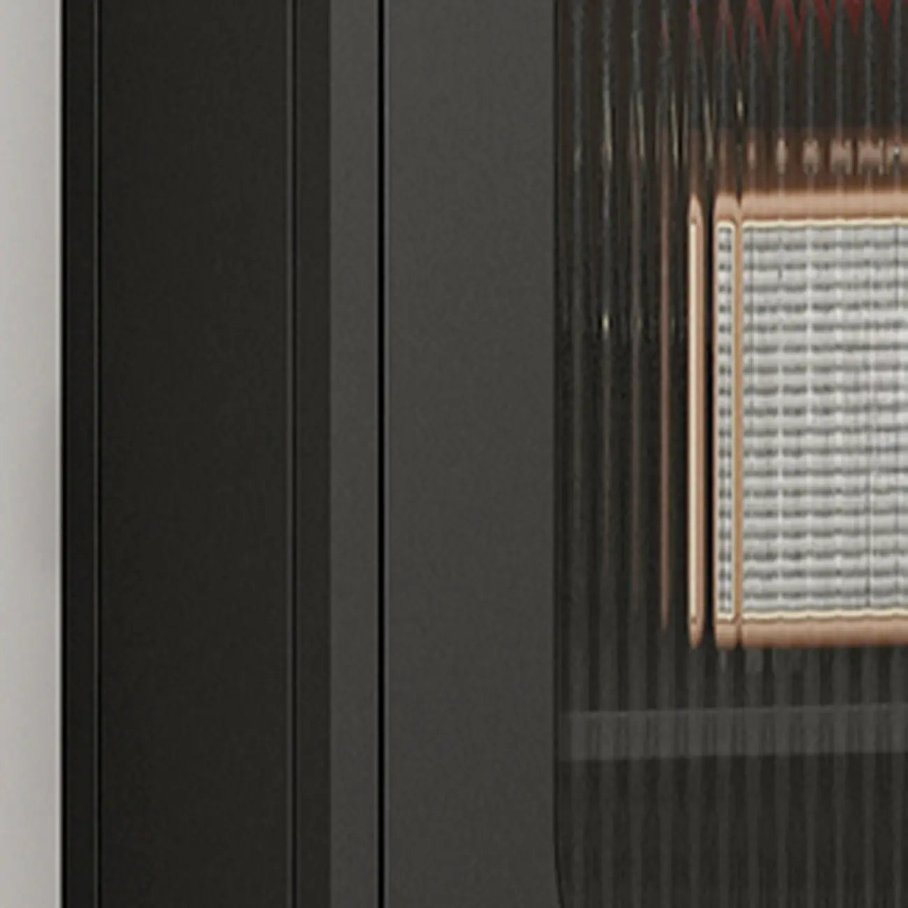 Meuble d'angle blanc à 3 pieds avec plateau imitation marbre et piètement en fer