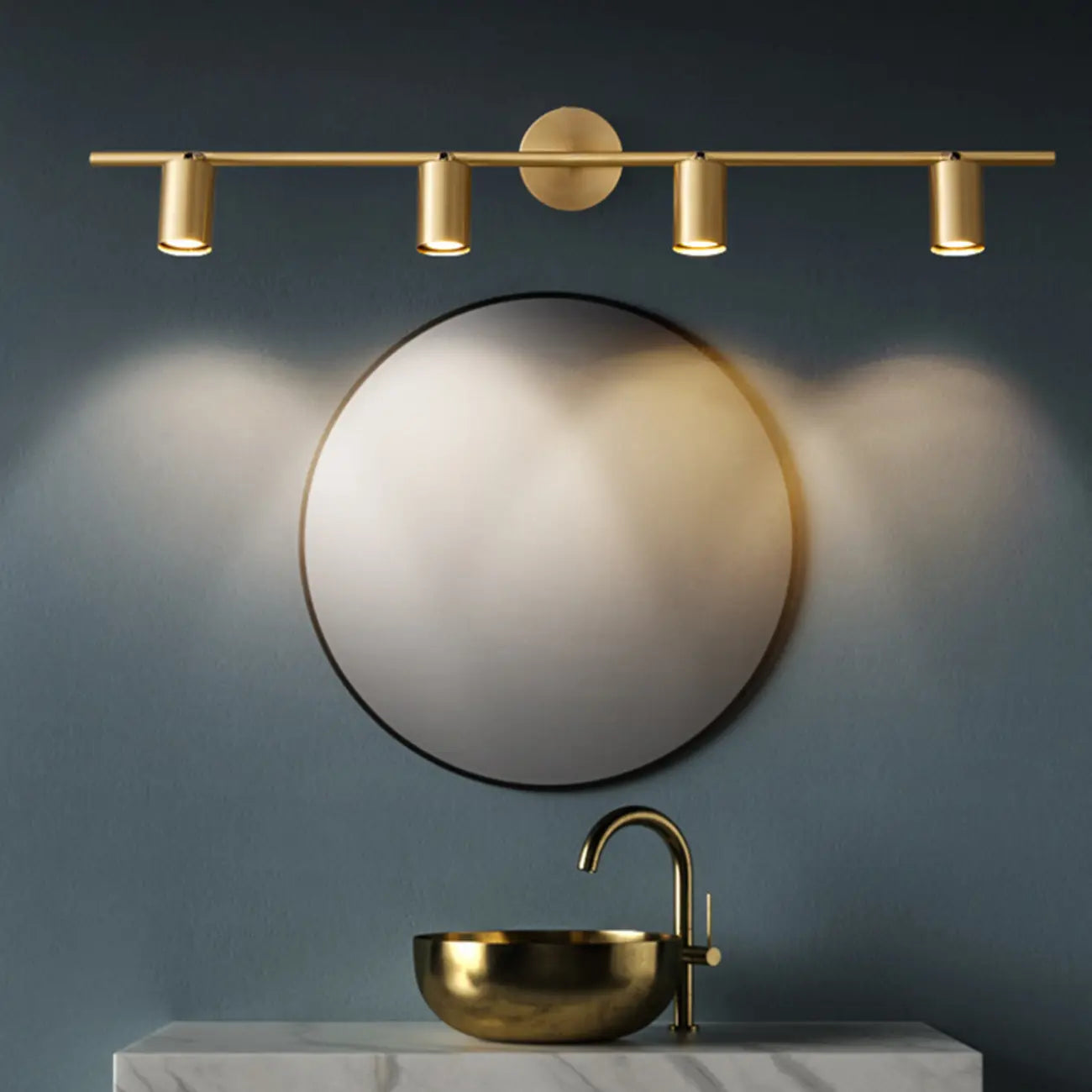Applique murale moderne en métal pour salle de bain avec abat-jour en cuivre