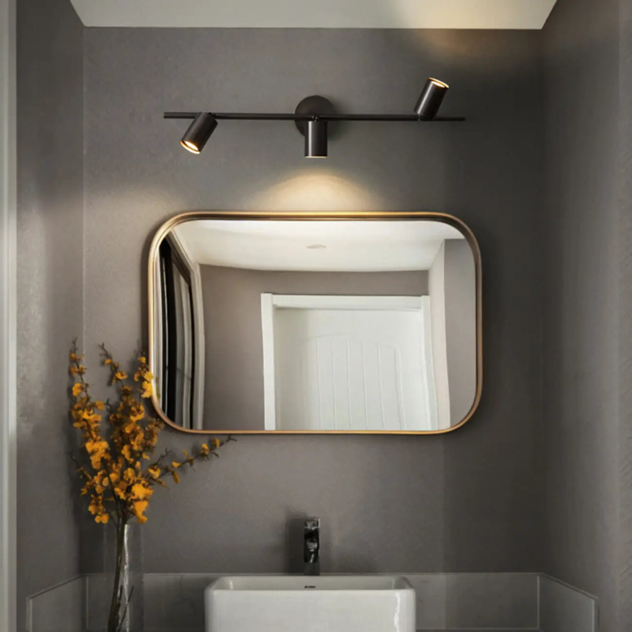 Applique murale moderne en métal pour salle de bain avec abat-jour en cuivre