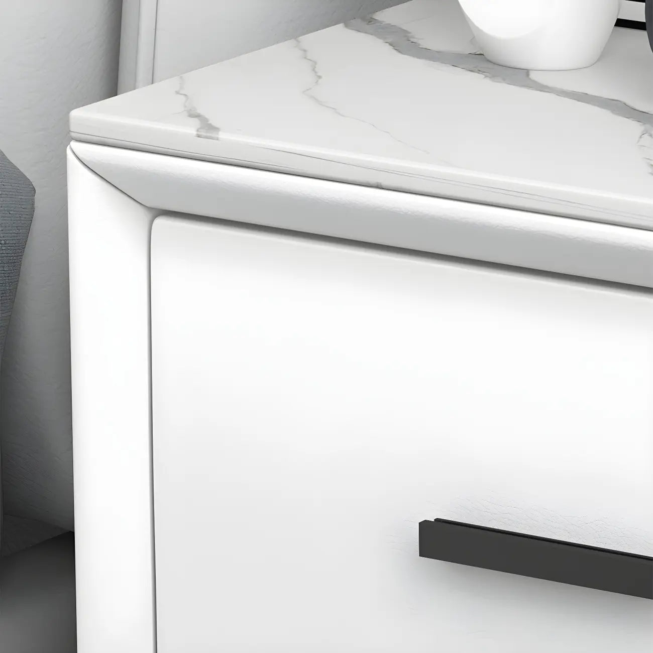 Table de chevet moderne en métal blanc avec 2 tiroirs