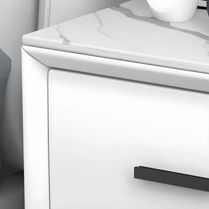 Table de chevet moderne en métal blanc avec 2 tiroirs