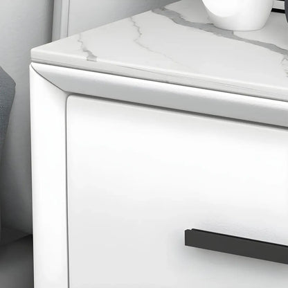 Table de chevet moderne en métal blanc avec 2 tiroirs