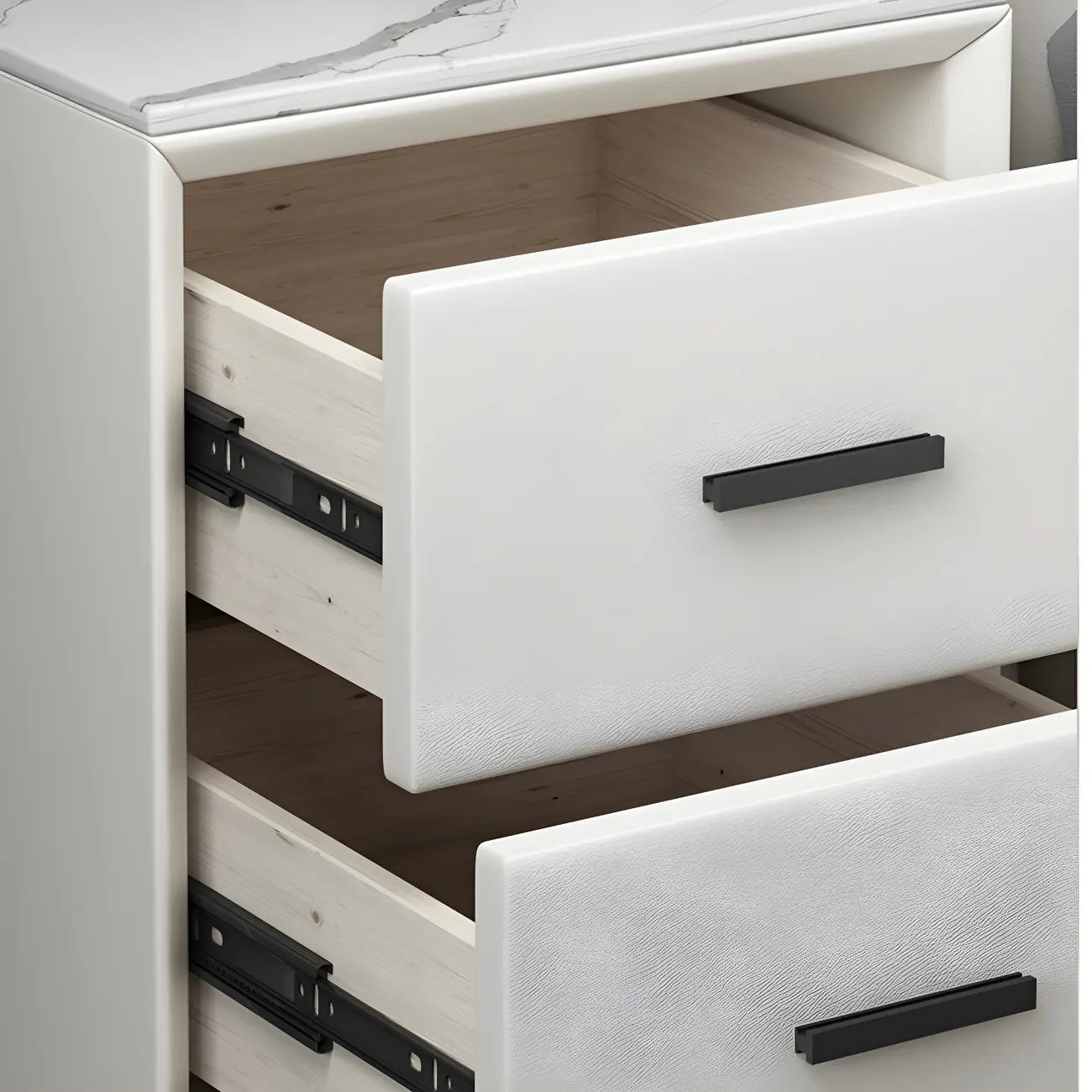 Table de chevet moderne en métal blanc avec 2 tiroirs