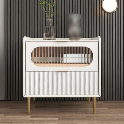 Table de chevet minimaliste en bois blanc avec tiroirs de rangement