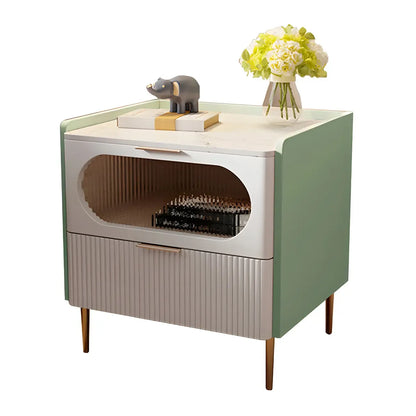 Table de chevet minimaliste en bois blanc avec tiroirs de rangement