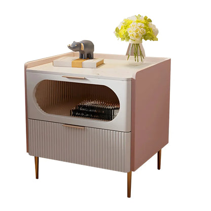 Table de chevet minimaliste en bois blanc avec tiroirs de rangement