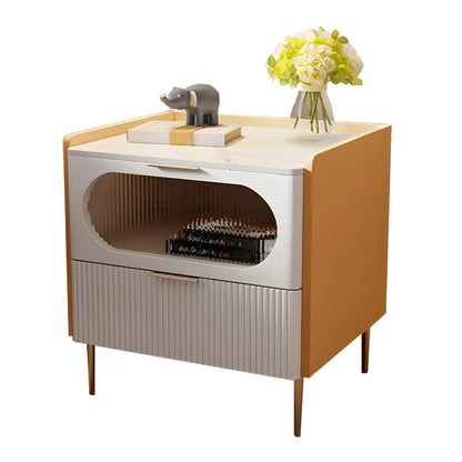 Table de chevet minimaliste en bois blanc avec tiroirs de rangement