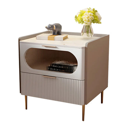 Table de chevet minimaliste en bois blanc avec tiroirs de rangement