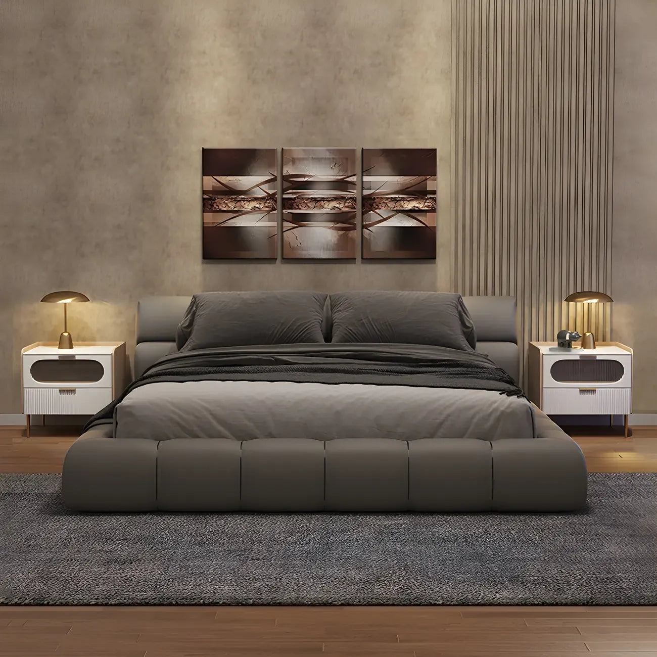 Table de chevet minimaliste en bois blanc avec tiroirs de rangement