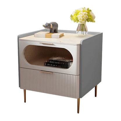 Table de chevet minimaliste en bois blanc avec tiroirs de rangement