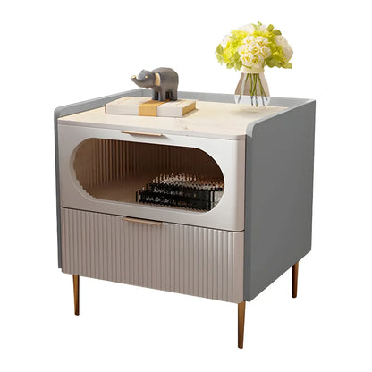 Table de chevet minimaliste en bois blanc avec tiroirs de rangement