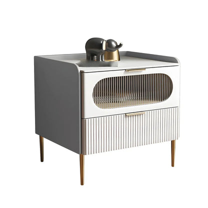 Table de chevet minimaliste en bois blanc avec tiroirs de rangement