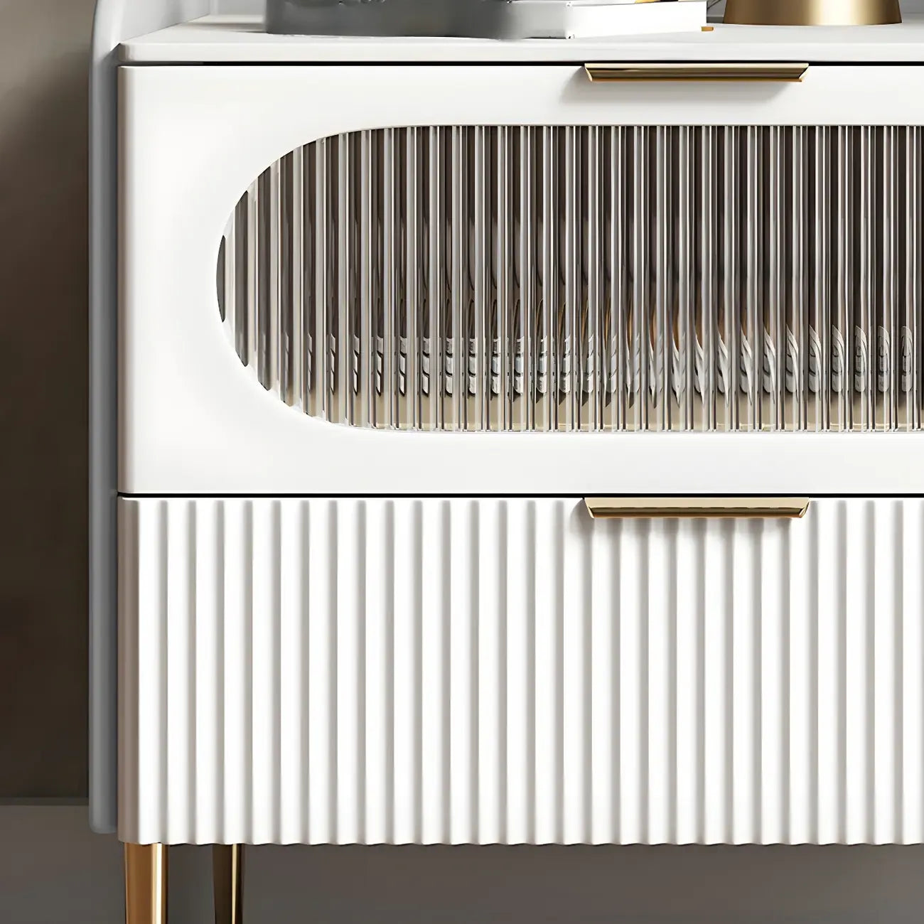 Table de chevet minimaliste en bois blanc avec tiroirs de rangement