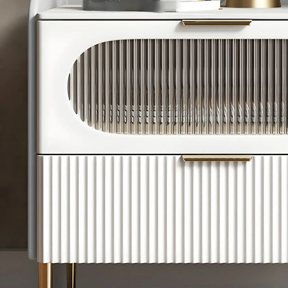 Table de chevet minimaliste en bois blanc avec tiroirs de rangement