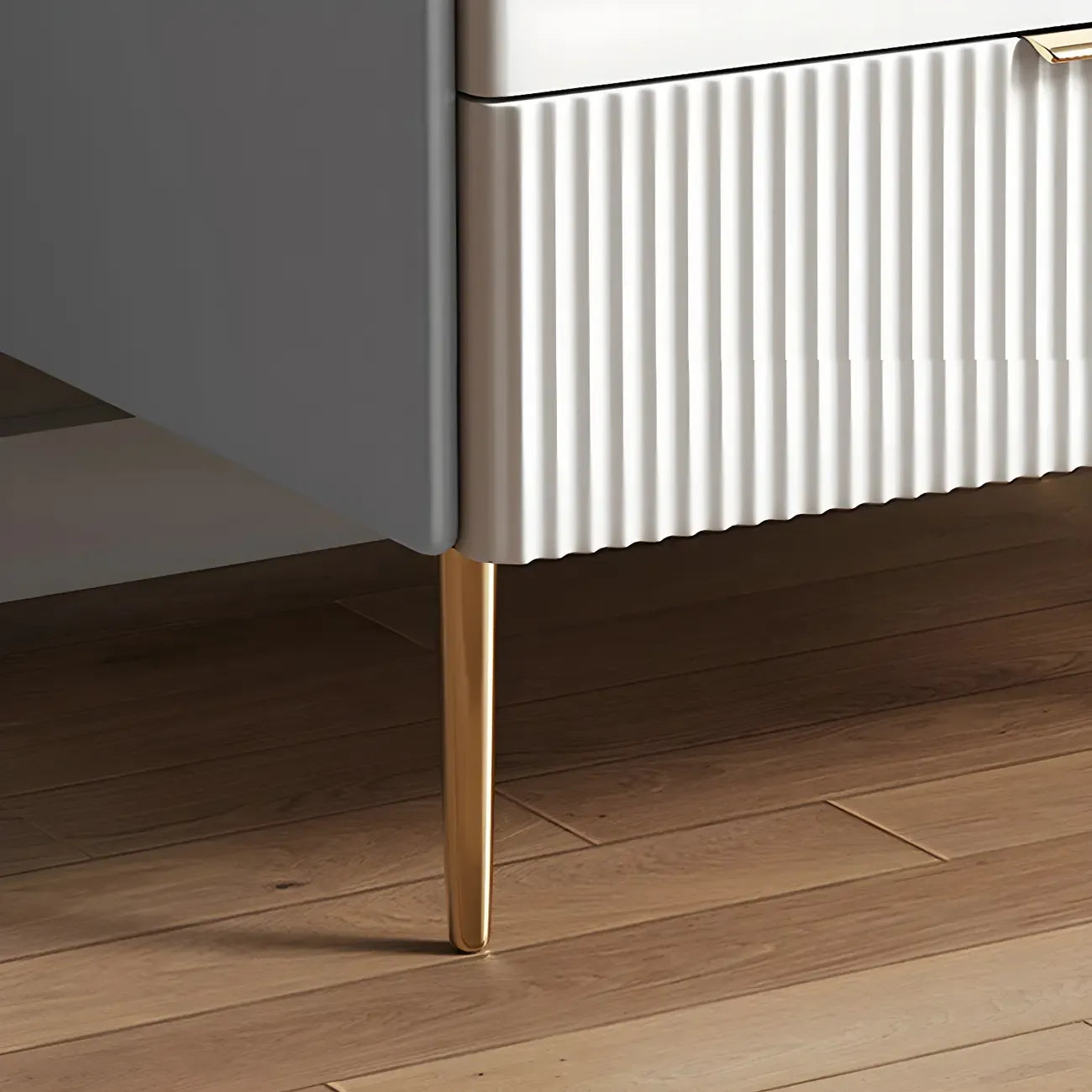 Table de chevet minimaliste en bois blanc avec tiroirs de rangement