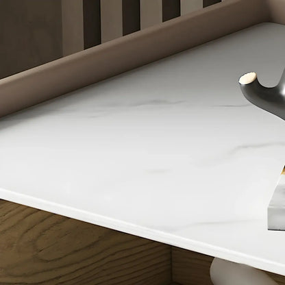 Table de chevet minimaliste en bois blanc avec tiroirs de rangement