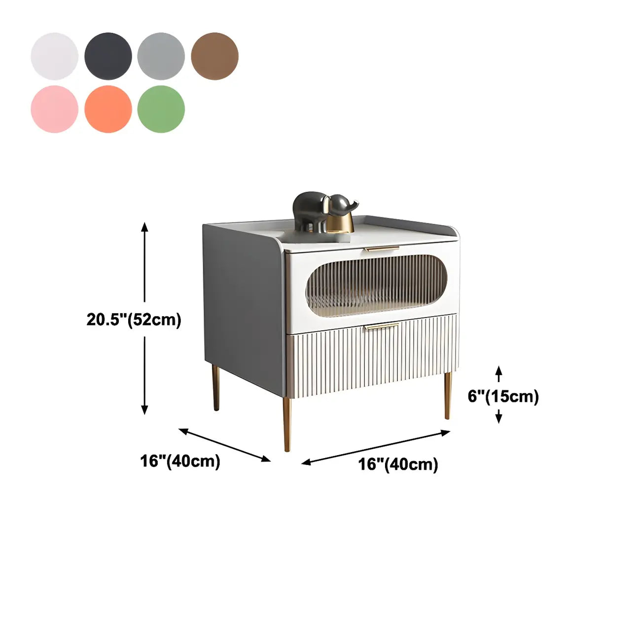 Table de chevet minimaliste en bois blanc avec tiroirs de rangement
