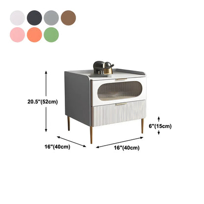 Table de chevet minimaliste en bois blanc avec tiroirs de rangement