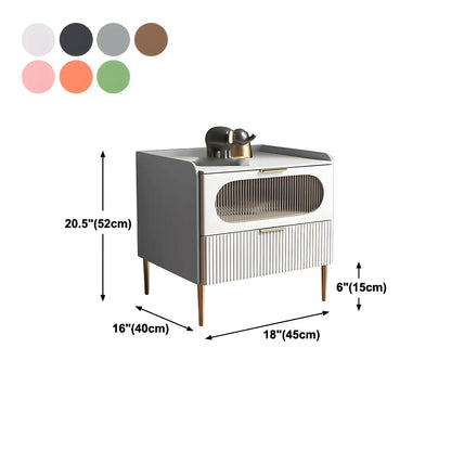 Table de chevet minimaliste en bois blanc avec tiroirs de rangement
