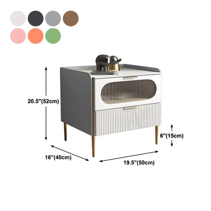 Table de chevet minimaliste en bois blanc avec tiroirs de rangement