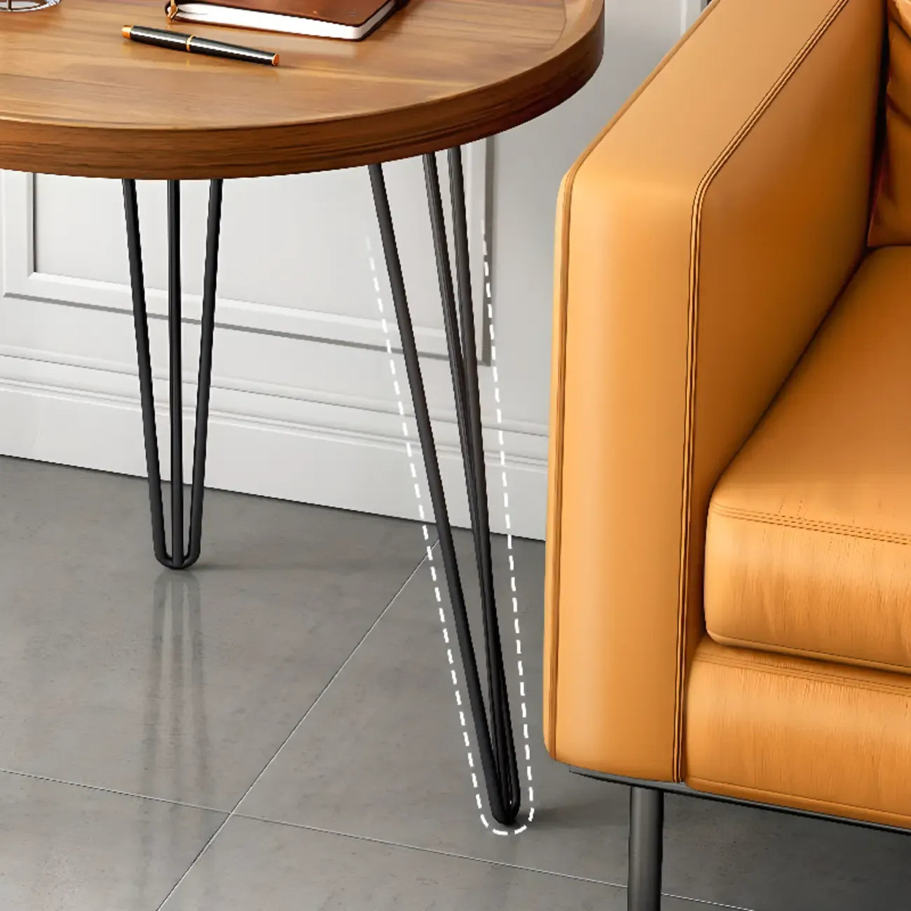 Table d'appoint ronde en bois massif avec plateau pour canapé