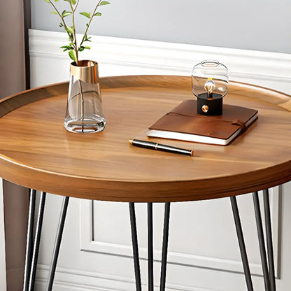 Table d'appoint ronde en bois massif avec plateau pour canapé