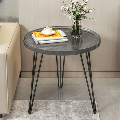 Table d'appoint ronde en bois massif avec plateau pour canapé