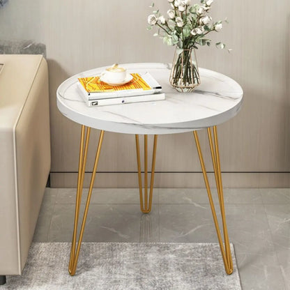 Table d'appoint ronde en bois massif avec plateau pour canapé