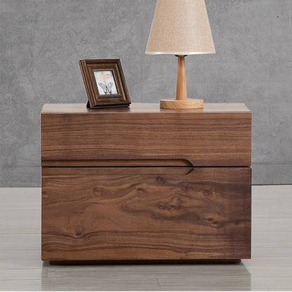 Table de chevet scandinave en bois brun avec 2 tiroirs