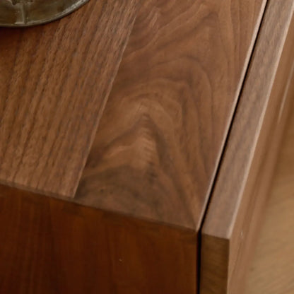 Table de chevet scandinave en bois brun avec 2 tiroirs