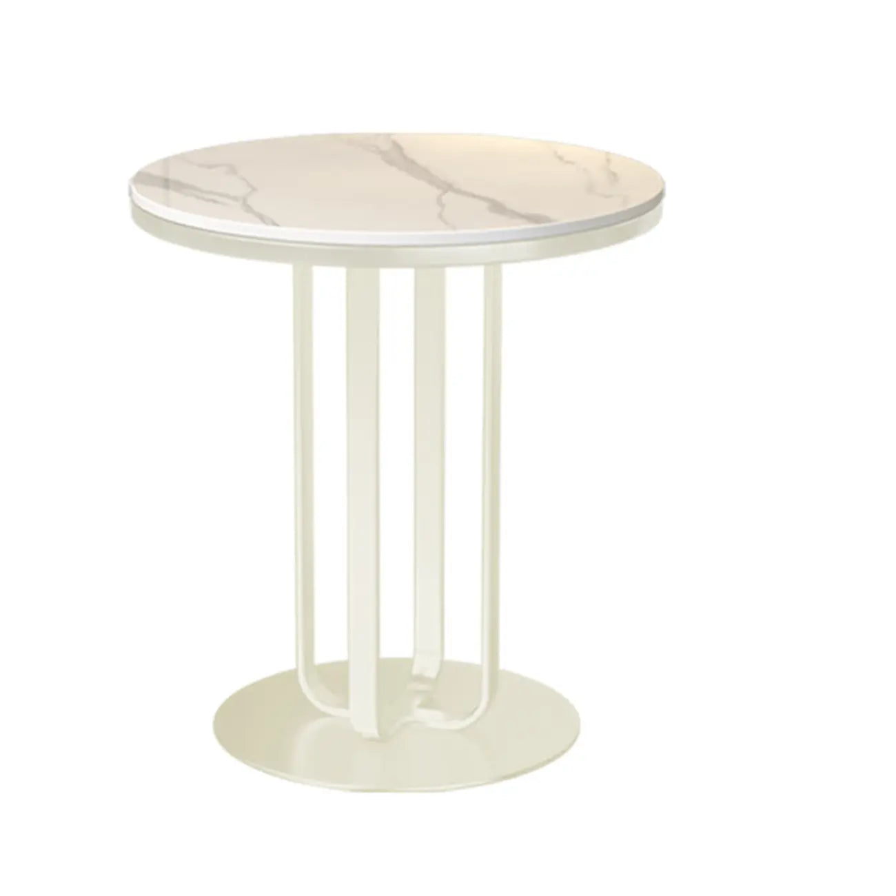 Table d'appoint ronde moderne en pierre frittée blanche pour salon