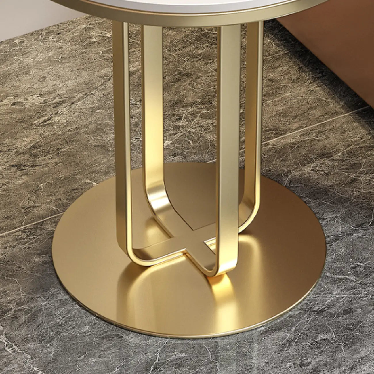 Table d'appoint ronde moderne en pierre frittée blanche pour salon