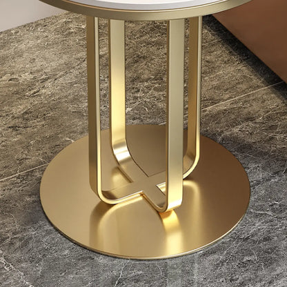 Table d'appoint ronde moderne en pierre frittée blanche pour salon