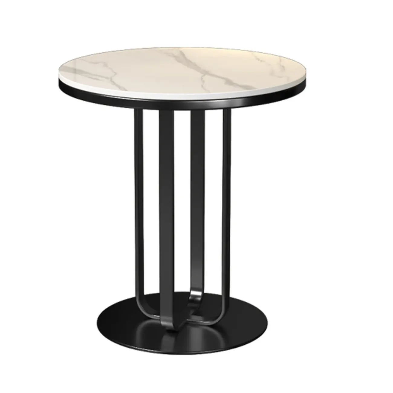 Table d'appoint ronde moderne en pierre frittée blanche pour salon