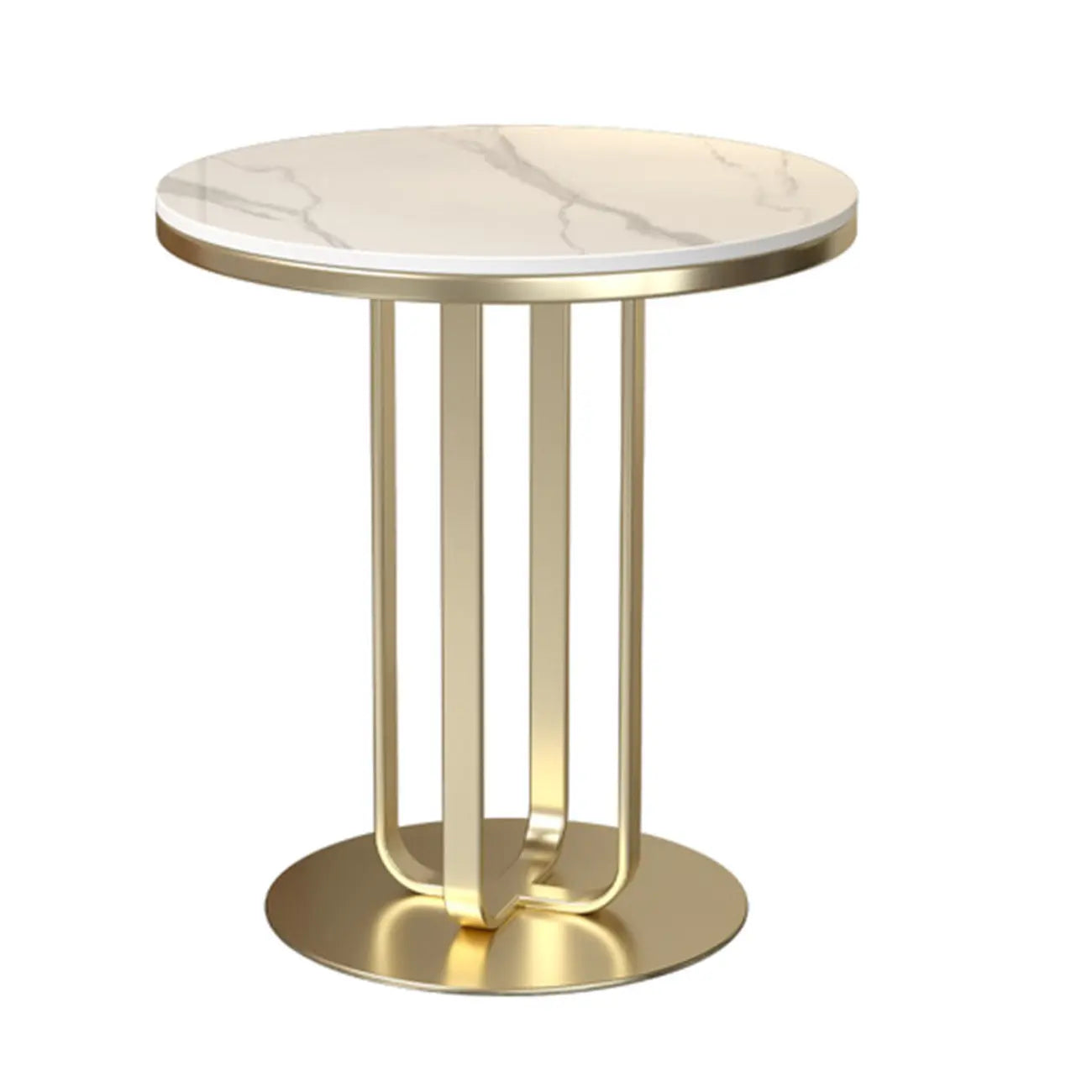 Table d'appoint ronde moderne en pierre frittée blanche pour salon