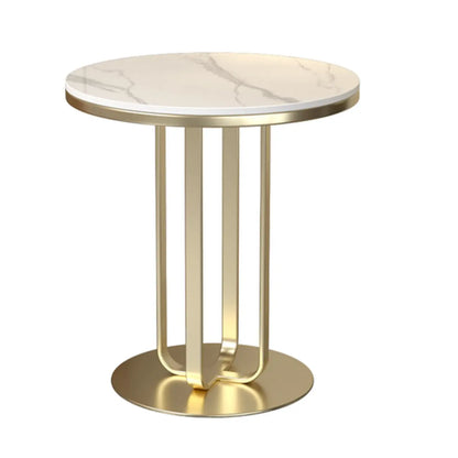 Table d'appoint ronde moderne en pierre frittée blanche pour salon