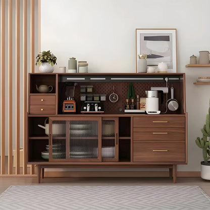 Buffet scandinave en bois naturel avec étagère et tiroir