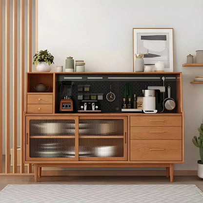 Buffet scandinave en bois naturel avec étagère et tiroir