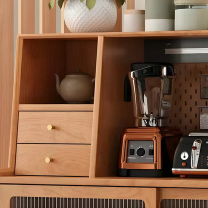 Buffet scandinave en bois naturel avec étagère et tiroir